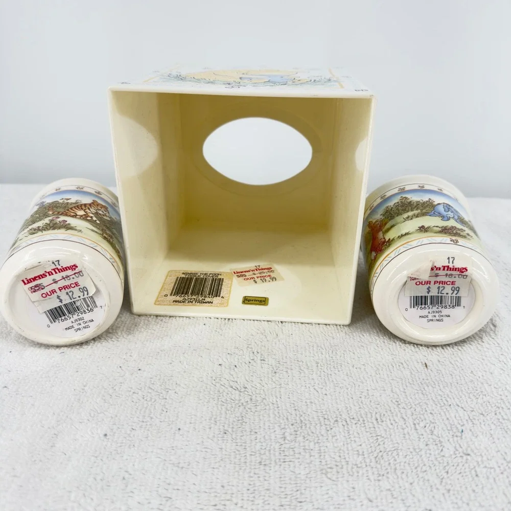 NOS Disney Winnie the Pooh Ceramic Bathroom Soap Dispenser Tissue Box Tumbler
